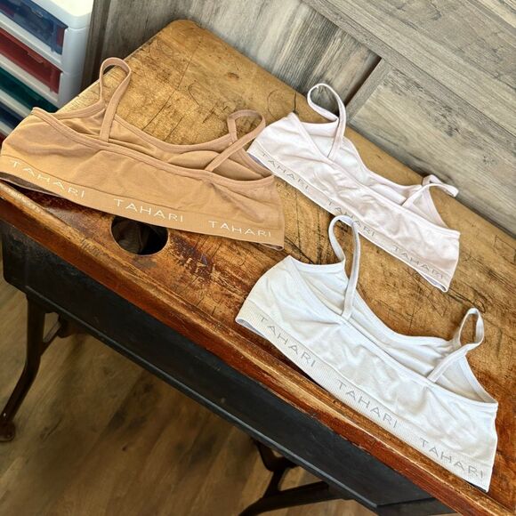 Tahari Girl bra set 3 bralette girls S 6-7 nude pink floral great preworn cond. - Picture 2 of 9